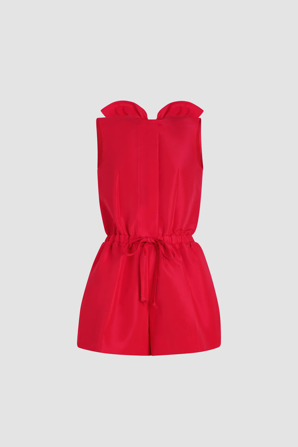 Patou - Combinaison dos nu en ottoman recyclé - Lipstick Red - Combinaison en ottoman recyclé couleur rouge à lèvres. Col rond. Gorge cachée. Dos nu avec nœud. Taille élastiquée avec coulisse sur le devant. Poches latérales. Ourlet festonné.