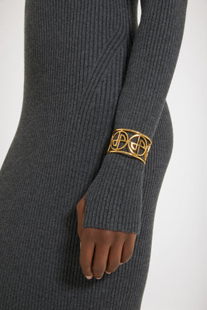 JP cuff in gold-plated brass