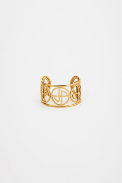Bracciale rigido JP in ottone placcato oro
