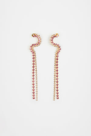 Boucles d'oreilles cascade en cristal et laiton doré