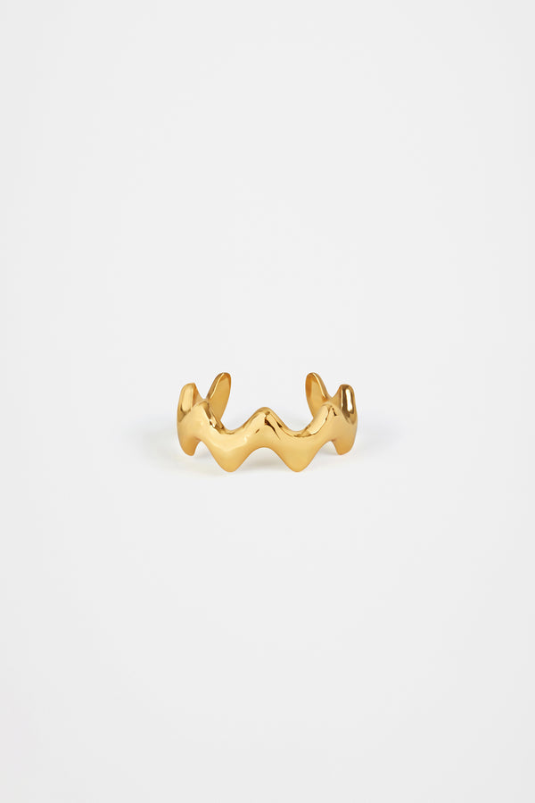 Patou - Wave cuff in gold-plated brass