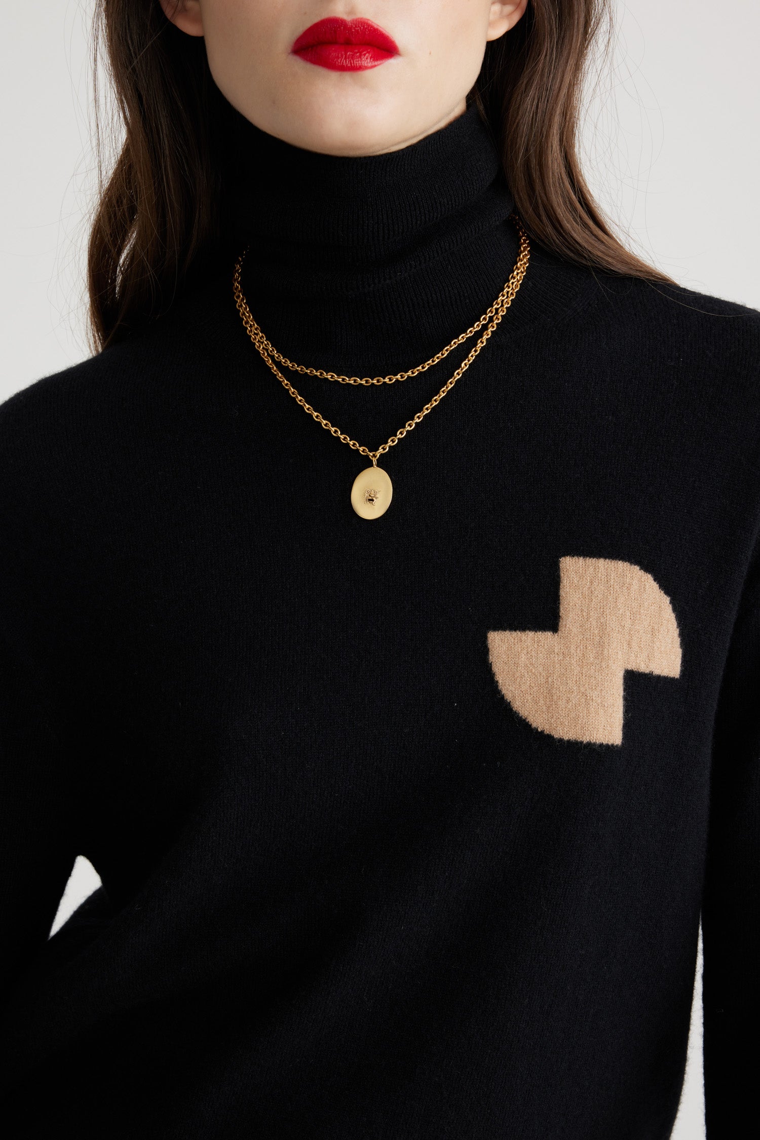 Patou - Bocca charm necklace in gold-plated brass - Gold - Truth be told, we have a little Bocca obsession.Gold-plated necklace. Double chain necklace. Oval pendant with cut-outs inspired by the iconic Bocca della Verità. Clasp fastening.