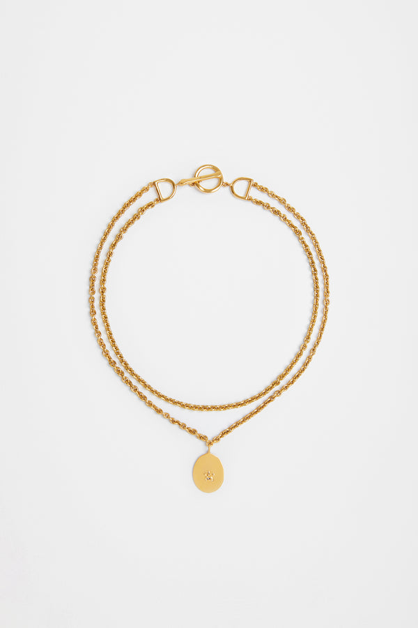 Patou - Bocca charm necklace in gold-plated brass