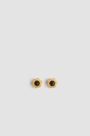Boucles d'oreilles nid en laiton doré et résine