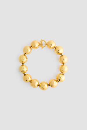 Collier à boules martelées en laiton doré