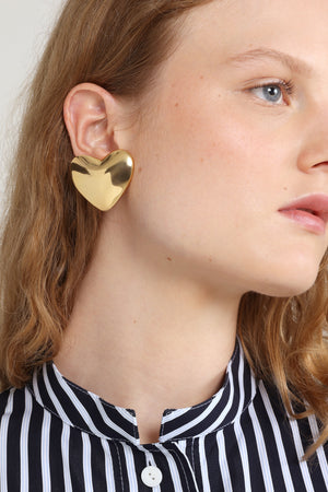 Orecchini cuore a clip in ottone dorato