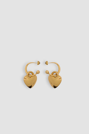 Small heart hoop earrings in gold-plated brass