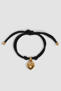 Heart bracelet in gold-plated brass and cotton