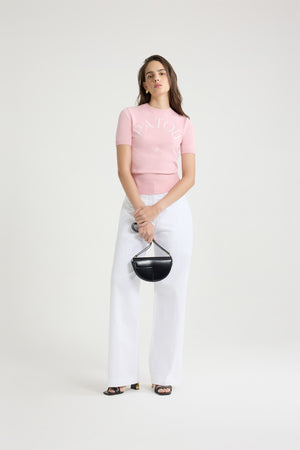 Top con logo Patou in maglia di misto cotone