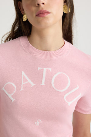 Top con logo Patou in maglia di misto cotone