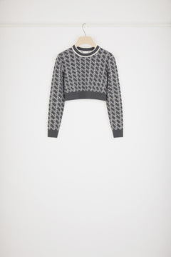 Kurzer Pullover aus nachhaltigem Wolljacquard
