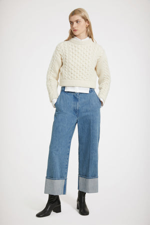 Pullover mit Zopfmuster aus Wolle und Kaschmir