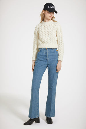 Pullover mit Zopfmuster aus Wolle und Kaschmir