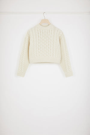 Pullover mit Zopfmuster aus Wolle und Kaschmir