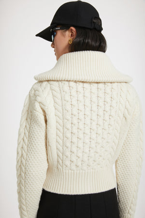 Cardigan intrecciato con zip in lana e cachemire