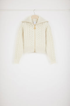 Cardigan intrecciato con zip in lana e cachemire