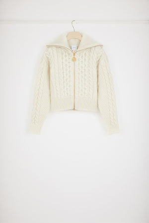 Cardigan intrecciato con zip in lana e cachemire