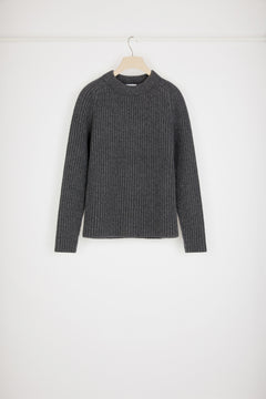 Pull côtelé à col 3D en laine et cachemire