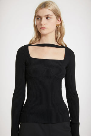 Top corset côtelé en laine mélangée éco-responsable