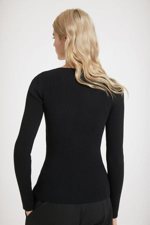 Top corset côtelé en laine mélangée éco-responsable