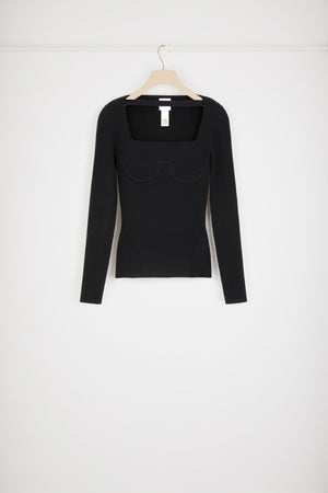 Top corset côtelé en laine mélangée éco-responsable