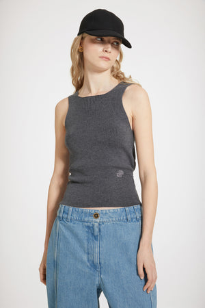 Wrap-back tank in sustainable wool blend