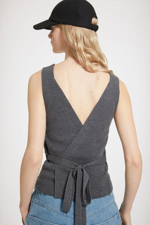 Wrap-back tank in sustainable wool blend