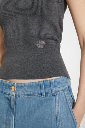 Wrap-back tank in sustainable wool blend