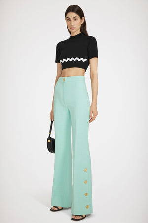 Wave cropped jumper in Merino wool blend