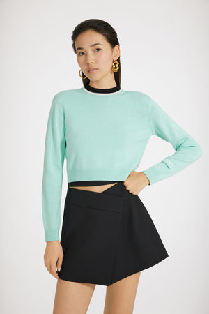 Contrast collar jumper in cotton and wool