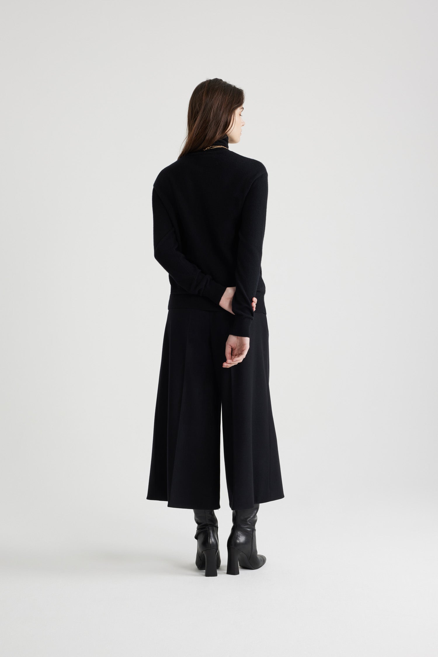 Patou - JP turtleneck jumper in sustainable wool and cashmere - Black - Black sustainable wool and cashmere jumper. Relaxed silhouette. Turtleneck. Stylised JP monogram at the chest.