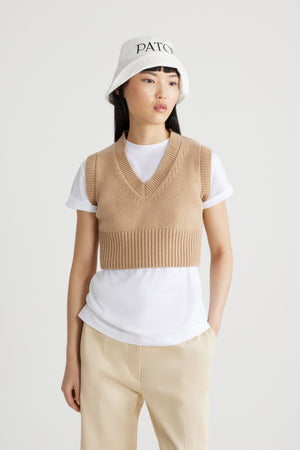 サステナブルウール&カシミア クロップド ベスト