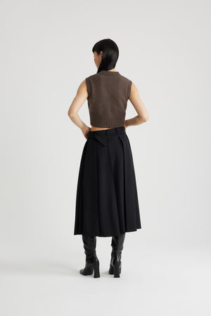 Maglione smanicato corto in misto lana e cachemire ecosostenibile