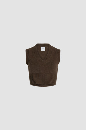 Maglione smanicato corto in misto lana e cachemire ecosostenibile