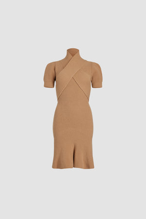 Robe à bustier croisé en laine et cachemire éco-responsable