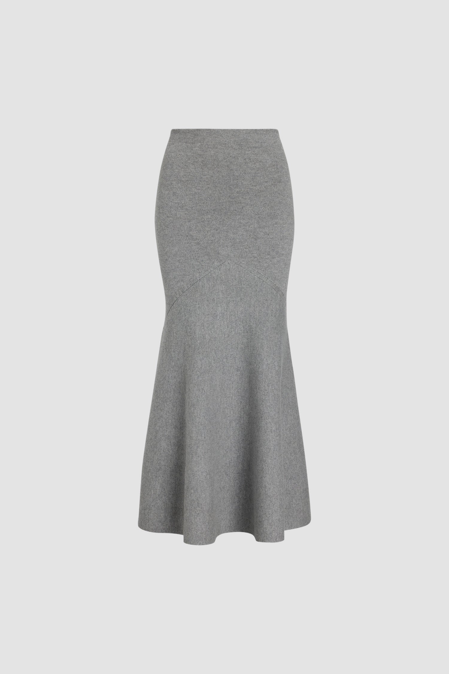 Patou - Jupe péplum en laine et cachemire éco-responsable - Grey - Jupe en mélange de laine et cachemire éco-responsable gris. Modèle long. Silhouette péplum ajustée et évasée. Taille élastiquée.Ce modèle est ajusté sur les hanches.