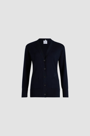 Cardigan aus Baumwolle mit Trompe-l'œil-Kragen aus Popeline