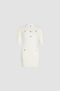 Robe courte en maille de coton gaufrée