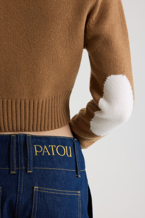 Cropped cardigan in wool and cashmere