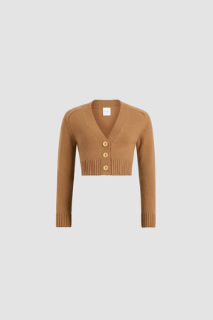 Cropped cardigan in wool and cashmere