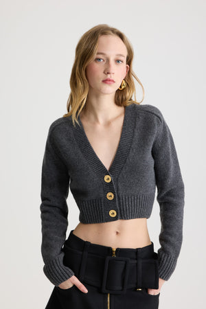 Kurze Strickjacke aus Wolle und Kaschmir