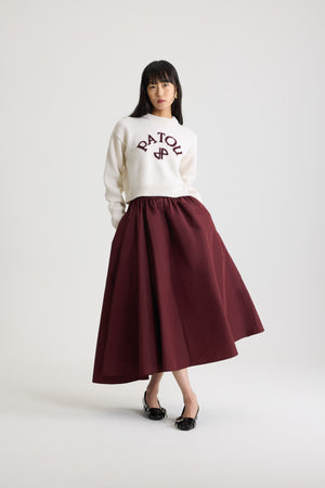 Maglione con logo Patou e monogramma JP intarsiati in lana e cashmere
