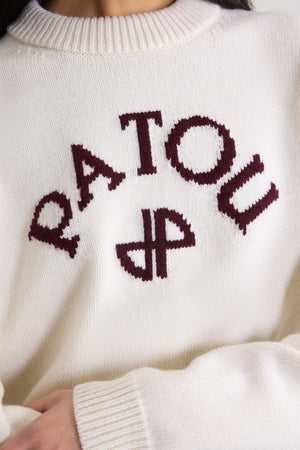 Maglione con logo Patou e monogramma JP intarsiati in lana e cashmere