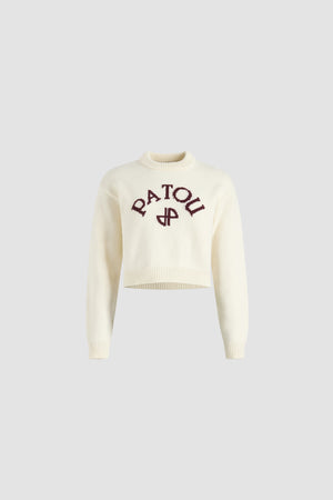Maglione con logo Patou e monogramma JP intarsiati in lana e cashmere