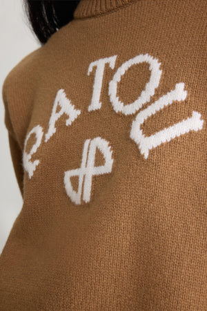 Maglione con logo Patou e monogramma JP intarsiati in lana e cashmere