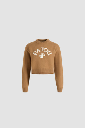 Maglione con logo Patou e monogramma JP intarsiati in lana e cashmere
