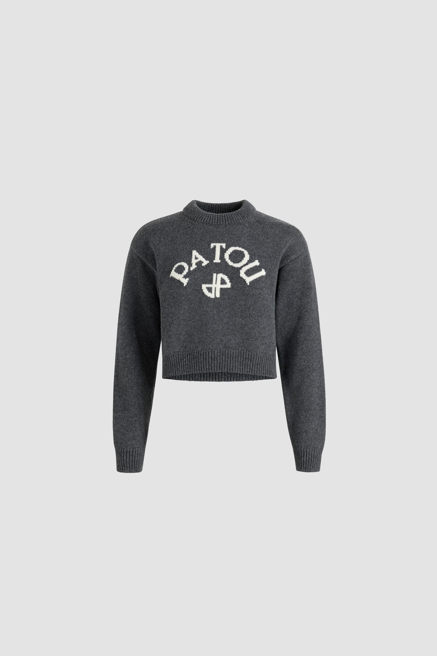 Patou - ウール&カシミア パトゥロゴ&JPモノグラム インターシャ セーター - Mercury - マーキュリーグレーのウール&カシミヤ製セーター。ラウンドネック。カラー、袖口、裾にリブ入り。前面にパトゥロゴインターシャとJPモノグラム。
