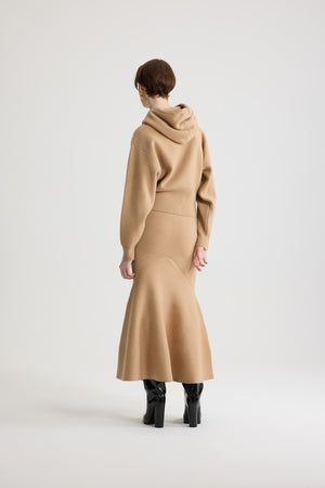 Felpa con cappuccio e zip in lana e cashmere