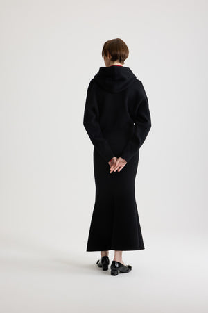 Felpa con cappuccio e zip in lana e cashmere