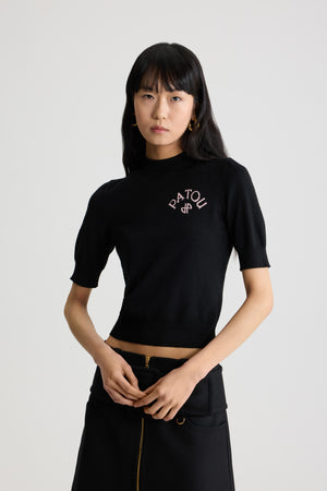 오가닉 코튼 및 폴리에스테르 소재 보우 칼라 점퍼